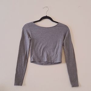 Grey Long Sleeve Crop Top